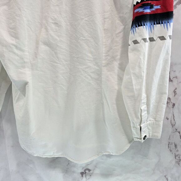 Alamosa Western Shirt Womens Large Black Blue Red Button Up Aztec Southwest - Picture 7 of 14